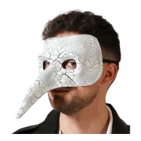 Maschera veneziana bianca con naso lungo