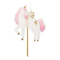 Candela di unicorno con ali rosa di 9 cm - 1 unità