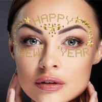 Gioielli con faccia adesiva dorata Happy New Year