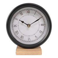 Orologio da tavolo nero con base in legno - DCasa