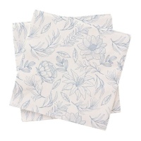 Tovaglioli a fiori blu 16,5 cm - 20 unità