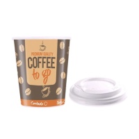 Tazze in cartone da 350 ml con coperchio con foro - 5 pz.