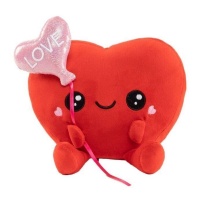 Cuore di peluche da 23 cm con palloncino