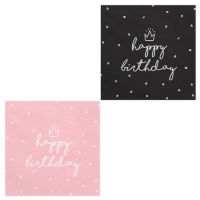 Tovaglioli di carta lisci Happy Birthday 16,5 x 16,5 cm - 20 pezzi