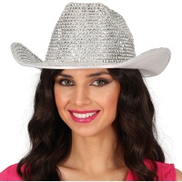 Cappello da cowgirl con glitter argento