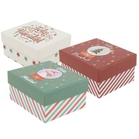 Scatola di Buon Natale 12 x 10 x 6 cm assortita - 1 pz.