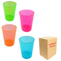 Bicchieri di plastica assortiti al neon da 370 ml - 192 pezzi.