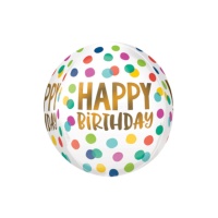 Palloncino orbz bianco Happy Birthday 38 x 40 cm - Anagramma