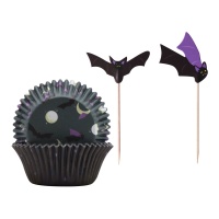 Capsule per cupcakes con plettri a forma di pipistrello - 24 pz.