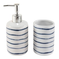 Set da bagno a righe blu - 2 pezzi