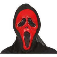 Maschera Scream rossa con cappuccio