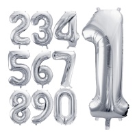 Palloncino numero argento 72 cm - PartyDeco