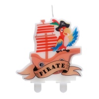 Candela nave pirata con pappagallo 7,5 cm