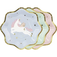 Piatti di Unicorni di 18 cm assortiti - 6 unità