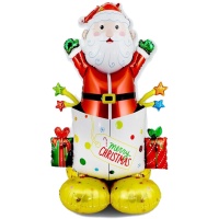 Palloncino regalo di Natale e Babbo Natale con base di 1,18 m