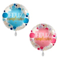 Palloncino Happy birthday a pois 43 cm - Premioloon