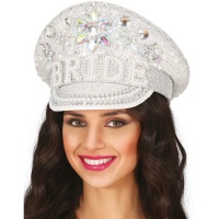 Cappello da polizia per sposa con strass argentati