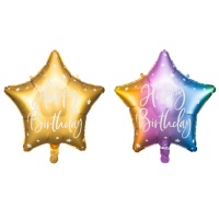 Palloncino Happy Birthday con stelle 40 cm - Partydeco