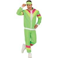 Costume da atleta verde anni '80 per uomo