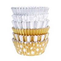 Capsule per cupcake argento e oro disegni natalizi - PME - 100 pz.