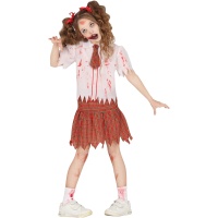 Costume da scolaretta zombie rosso per ragazza