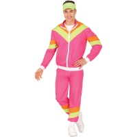 Costume da ginnasta anni '80 rosa per uomo