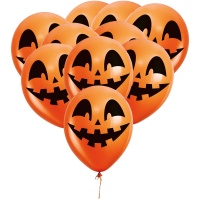 Palloncini in lattice Halloween Zucca sorridente 30 cm - 10 pz.