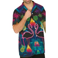 Camicia hawaiana tropicale al neon per adulti