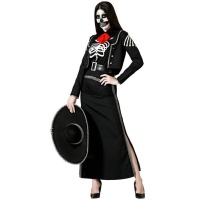 Costume da scheletro Catrina nera per donna