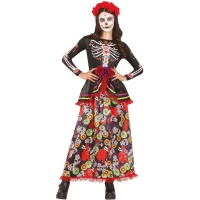 Costume da Catrina con fiori e teschi per ragazze adolescenti