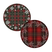 Tovaglietta natalizia tartan rotonda da 38 cm - 1 pz.