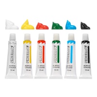 Pittura acrilica da 12 ml - Pincello - 6 flaconi